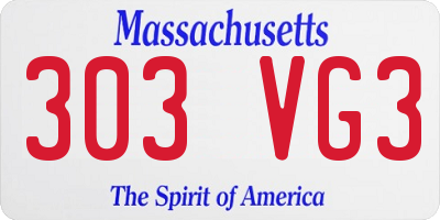 MA license plate 303VG3