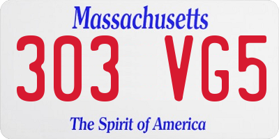MA license plate 303VG5