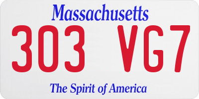 MA license plate 303VG7