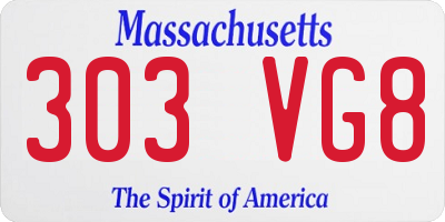 MA license plate 303VG8
