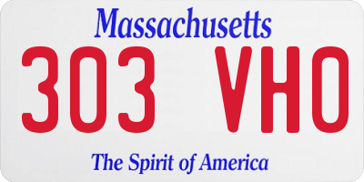 MA license plate 303VH0
