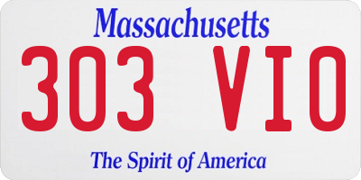 MA license plate 303VI0