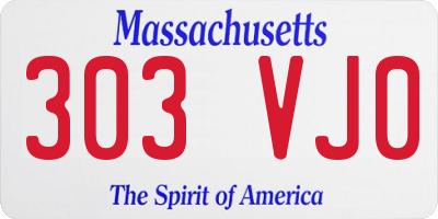 MA license plate 303VJ0