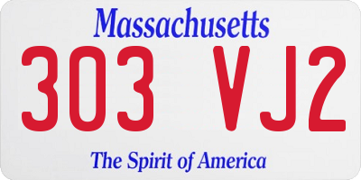MA license plate 303VJ2
