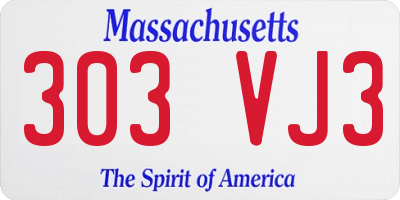 MA license plate 303VJ3