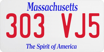 MA license plate 303VJ5