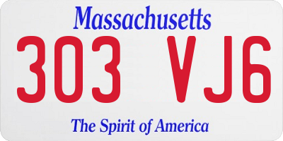 MA license plate 303VJ6