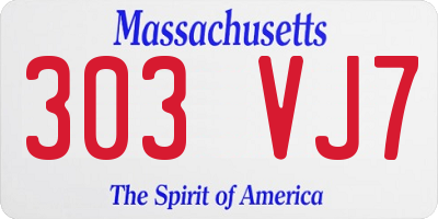 MA license plate 303VJ7