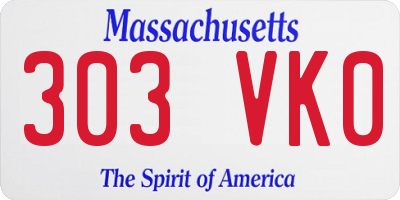 MA license plate 303VK0