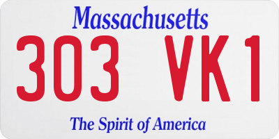 MA license plate 303VK1