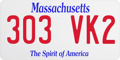 MA license plate 303VK2