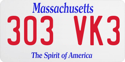MA license plate 303VK3