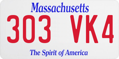 MA license plate 303VK4