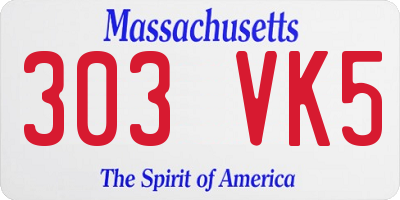MA license plate 303VK5