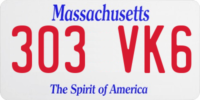 MA license plate 303VK6