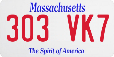MA license plate 303VK7
