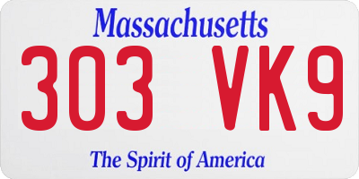 MA license plate 303VK9