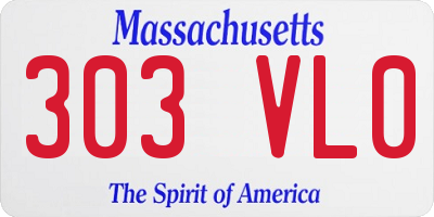 MA license plate 303VL0