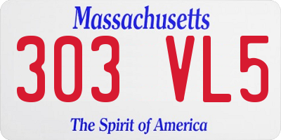 MA license plate 303VL5