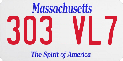 MA license plate 303VL7