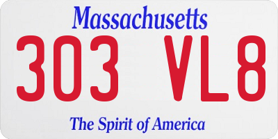 MA license plate 303VL8