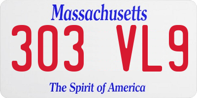 MA license plate 303VL9