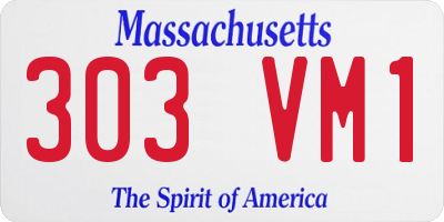MA license plate 303VM1