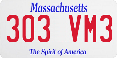 MA license plate 303VM3