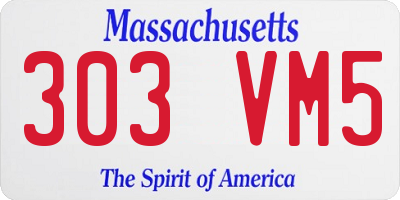 MA license plate 303VM5