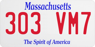 MA license plate 303VM7