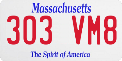 MA license plate 303VM8