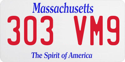 MA license plate 303VM9