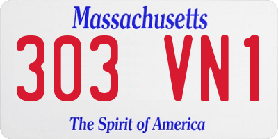 MA license plate 303VN1