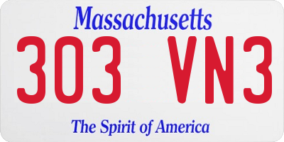 MA license plate 303VN3