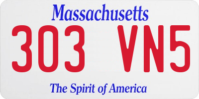 MA license plate 303VN5