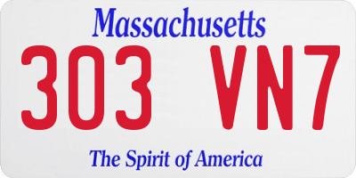 MA license plate 303VN7