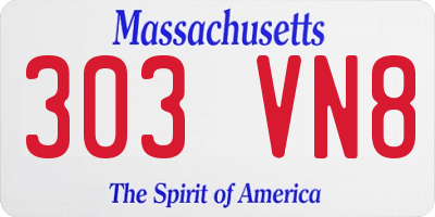 MA license plate 303VN8