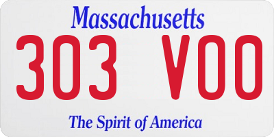 MA license plate 303VO0