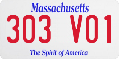 MA license plate 303VO1