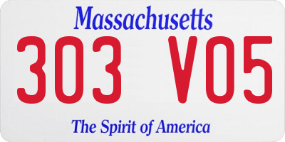 MA license plate 303VO5