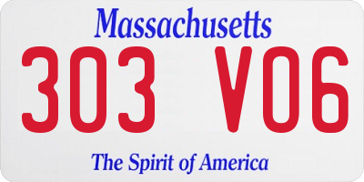 MA license plate 303VO6