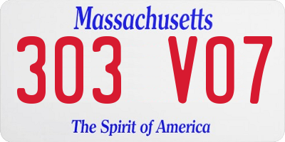 MA license plate 303VO7