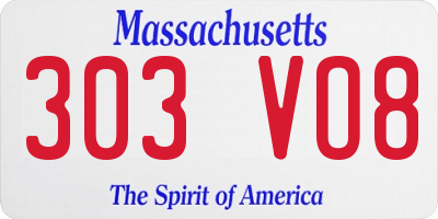 MA license plate 303VO8