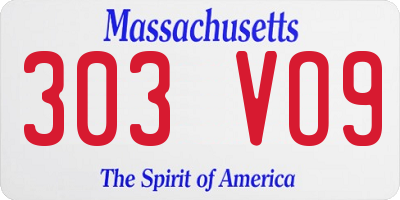 MA license plate 303VO9