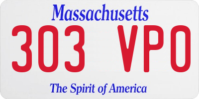 MA license plate 303VP0