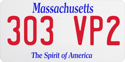 MA license plate 303VP2