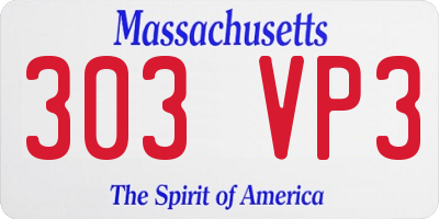 MA license plate 303VP3