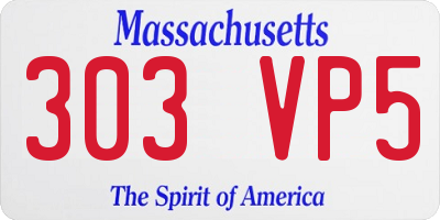 MA license plate 303VP5