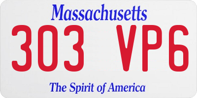 MA license plate 303VP6