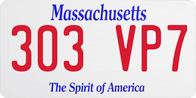 MA license plate 303VP7